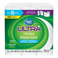 Great Value Ultra Paper Towel, 6 Rolls, 66 Sheets per Roll