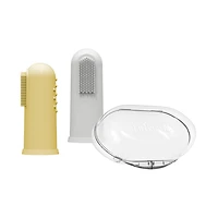 Dr. Brown's 100% Silicone Finger Toothbrush for Baby, Yellow / Gray