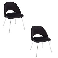 Set of 2 Black Velvet Dining Chairs – Modern Design, Chrome Legs, Comfortable Backrest, Sturdy and Stylish Seating, Black elegance.