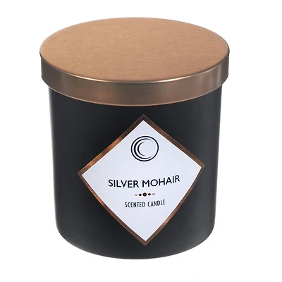 7Oz Noir Mat Bougie Parfumée Avec Couvercle (Argent Mohair) - Set of 2