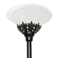 Lampadaire Elegant Designs à 3 lampes avec abat-jour en verre festonné blanc
