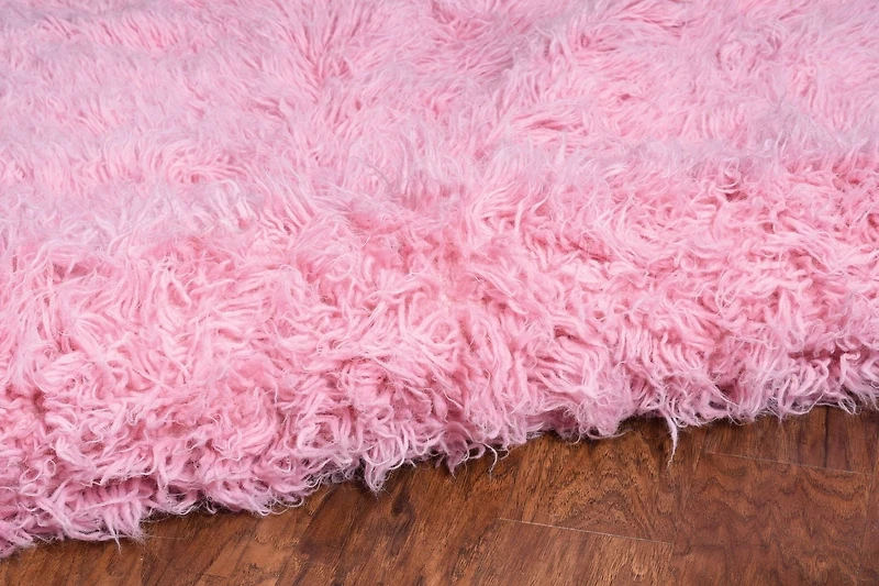 New Flokati 1400gr 8' x 10' Area Rug, Pastel Pink