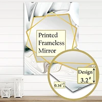 Designart 'White Stained Glass Floral Art' Miroir Moderne - Miroir Mural Contemporain - 24x36
