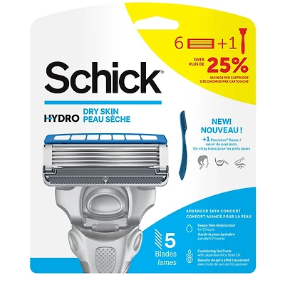 Schick Hydro Dry Skin Value Pack, Razor, 6 Refills