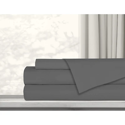 Safdie & Co. Literie Ultra Doux Ensemble de Draps 4PC Lit Très Grand Charbon Solide
