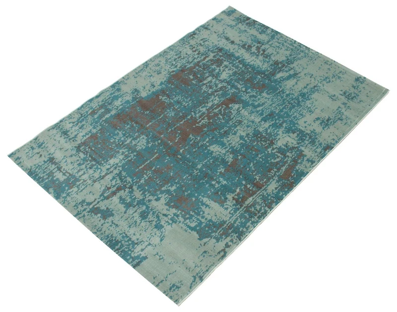 ECARPET Traditional Style Area Rug for Dining Room, Living Room and Bedroom Charlotte Aqua