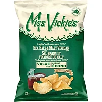 Miss Vickie's Sea Salt & Malt Vinegar Kettle Cooked Potato Chips, 325 g.