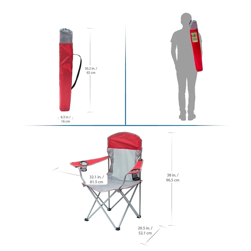 Chaise filet confort Ozark Trail, capacité maximale de 102 kg (225 lbs), Couleur Rough taille : 32,1 po de largeur x 20,5 po de profondeur x 38 po de hauteur