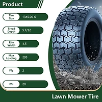Hi-Run Turf SU12 13x5.00-6 Front 2PR Tubeless Lawn and Garden Tire
