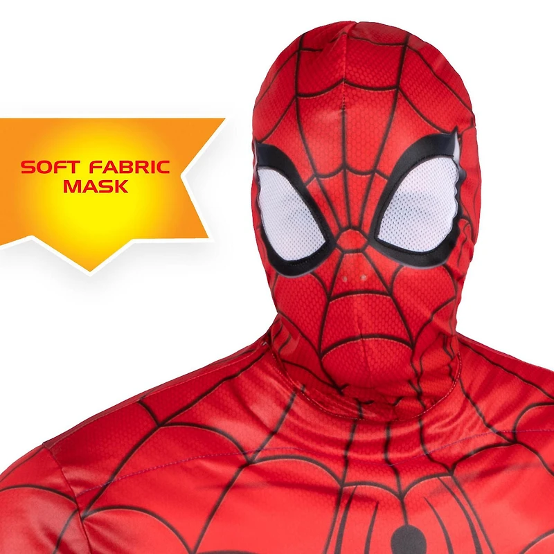 MARVEL'S SPIDER-MAN QUALUX COSTUME (ADULTE) - Combinaison en jersey de polyester farcie de polyfill et masque en tissu