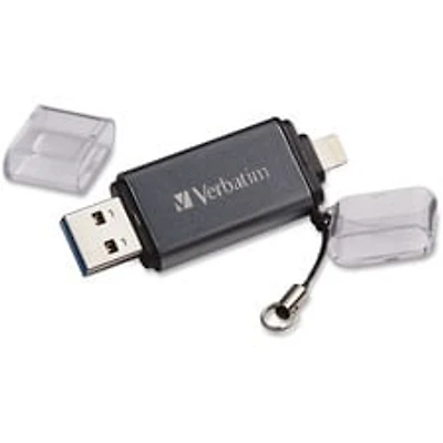 Verbatim Clé double USB 3.0 Store ‘n’ Go pour appareils Apple Lightning, 64 Go Graphite
