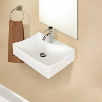 American Imaginations 21.5-in. W Wall Mount White Bathroom Vessel Sink Set For 1 Hole Wall Mount Faucet AI-34181