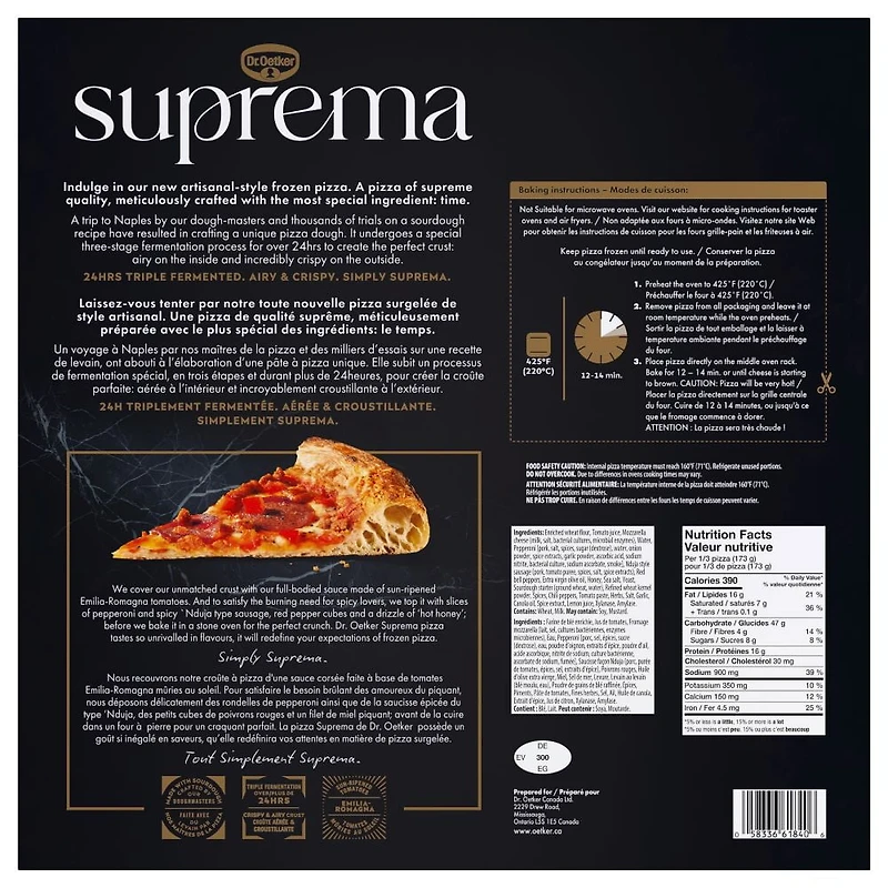 Dr. Oetker Suprema 'Nduja Tipo & Miele Piccante Frozen Neapolitan Pizza - 520G, Suprema - 520G 'Nduja Tipo