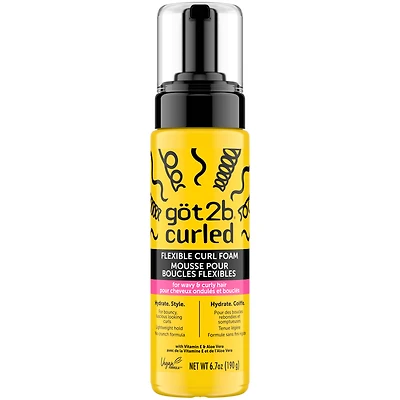 Got2b Curled Flexible Curl Foam, 190g, for type 2-3 Curls, Wavy & Curly Hair, for Bouncy Curls, Lightweight Hold, no Crunch Formula