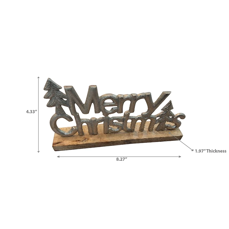 Metal Merry Christmas Tree Table Top (Silver)