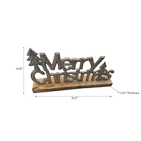 Metal Merry Christmas Tree Table Top (Silver)