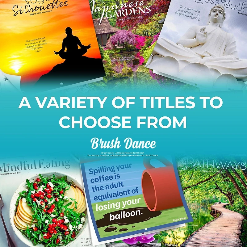 Brush Dance Vivre en pleine conscience 2024 Agenda de bureau avec 19.69x18.1 CM, 9781975470005