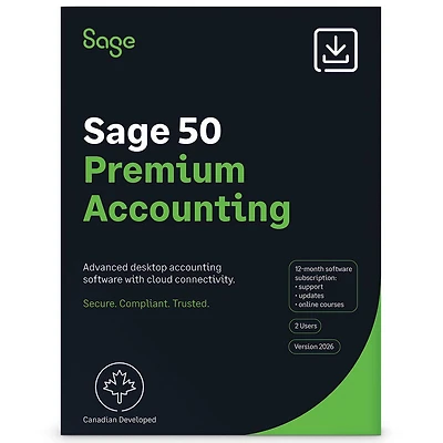 Sage 50 Comptabilité Premium 2026 - Abonnement d'1 an [Téléchargement numérique]