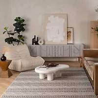 Tapis d'interieur exterieur abstrait Rug Branch Hogar, gris beige, moderne - Salon, chambre, salle a manger et cuisine