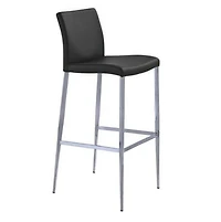 Plata Import Samuel Counter 26"  Stool Black PU Seat Chrome legs Metal frame
