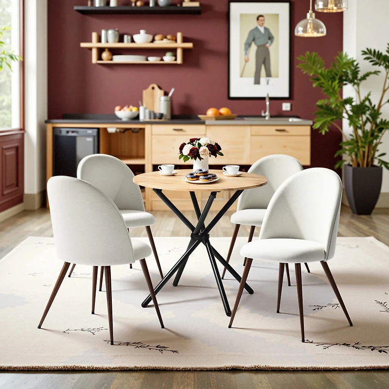 Table à manger 2 personnes Homy Casa, plateau rond de 80 cm avec pieds en métal industriel, table de petit-déjeuner, brun foncé