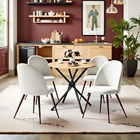 Table à manger 2 personnes Homy Casa, plateau rond de 80 cm avec pieds en métal industriel, table de petit-déjeuner, brun foncé