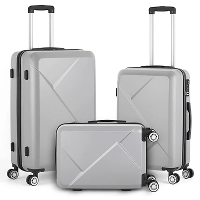 HIKOLAYAE Upright Luggage with 8-Wheel Spinner in Azure Blue, 3 Piece - TSA Compliant