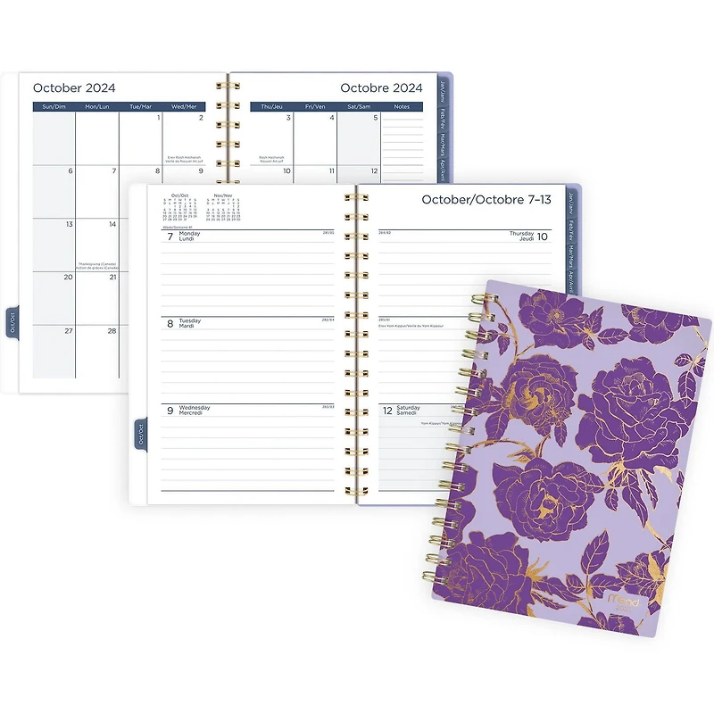 Mead Purple Rose Small Weekly/Monthly Planner, Planner