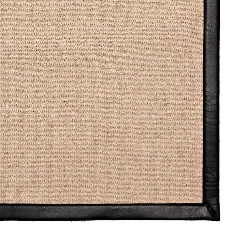 Athena Natural Wool & Black PU 1'10" x 2'10" Accent Rug