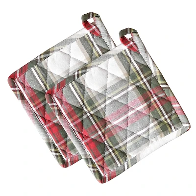 Fabstyles Celebration Plaid Cotton Terry Pot Holder Set of 2
