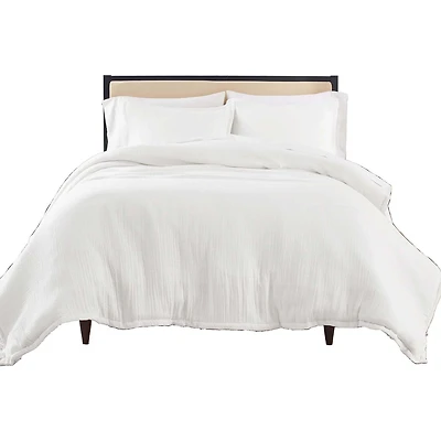 Better Homes & Gardens 3-Piece Arctic White Crinkled Gauze Duvet Set, Adult Double/Queen, Corner & side interior ties. Hidden Button Closure. Envelope Closure on Shams.