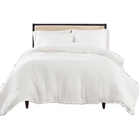 Better Homes & Gardens 3-Piece Arctic White Crinkled Gauze Duvet Set, Adult Double/Queen, Corner & side interior ties. Hidden Button Closure. Envelope Closure on Shams.