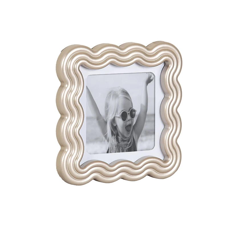 Wiggle 5x5 matted to 4x4 Square Silver Tabletop Picture Frame, WIGGLE SQ 5X5/4X4 SV