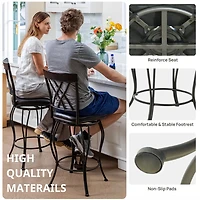 Homylin Swivel Counter Height PU Bar Stools Set of 2, 24inch