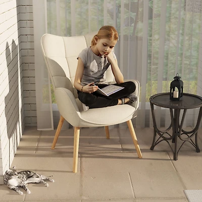 Homy Casa Kids Nursery Chair, Soft Beige Fabric Upholstery, Wing Back Design, 250 lbs Capacity