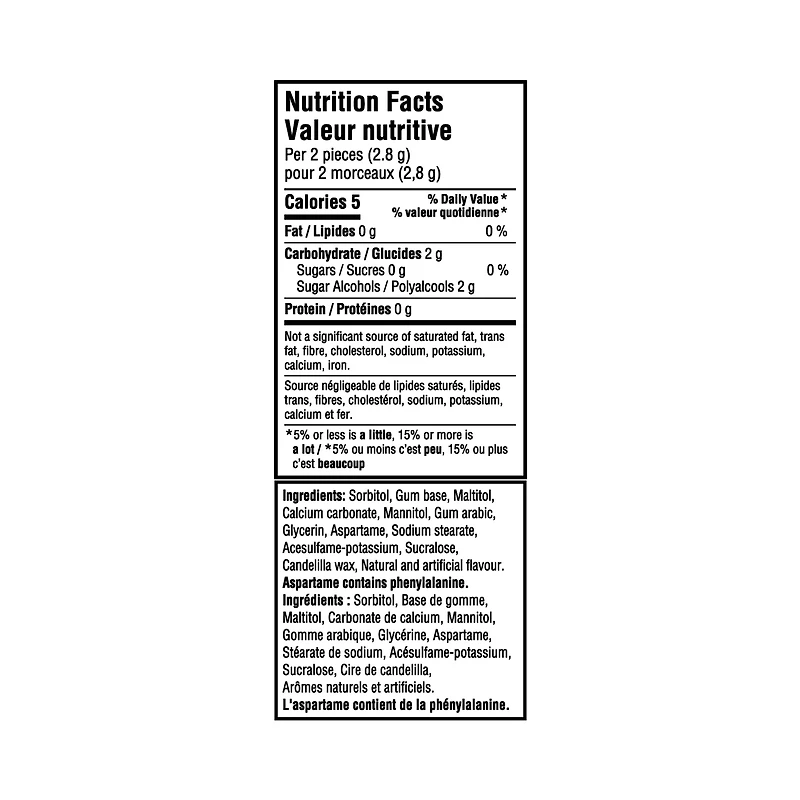 Dentyne White, Gomme sans sucre menthe verte, paquet de 4 (64 pièces)
