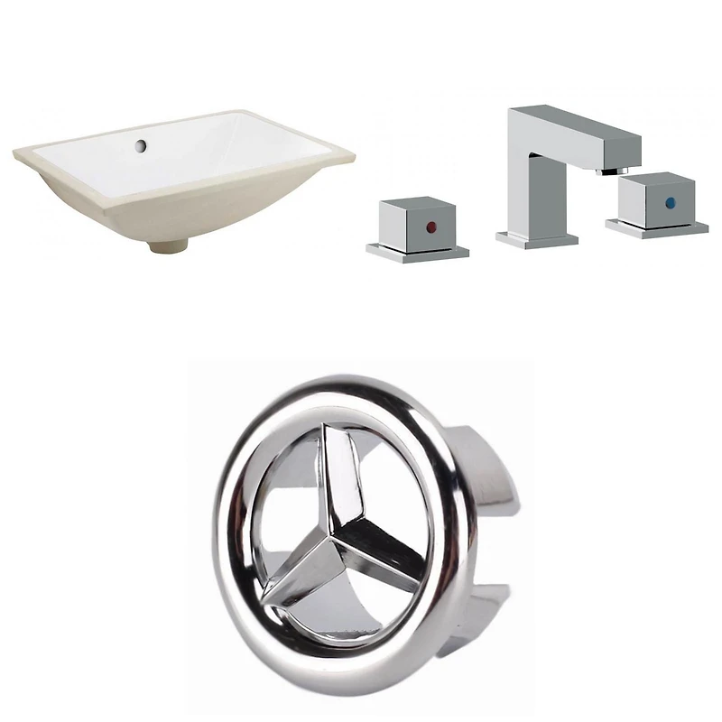 American Imaginations 18.25-in. W CUPC Rectangle Bathroom Undermount Sink Set In White - Chrome Hardware AI-26801