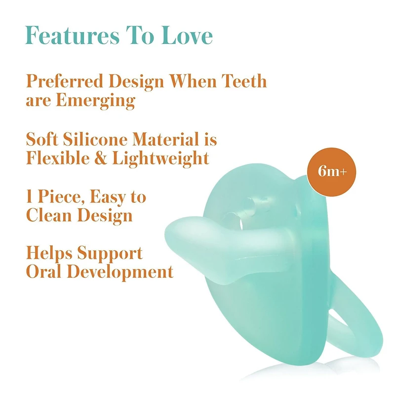 Evenflo Feeding Balance + Stage 2 Orthodontic Silicone Pacifier, Aqua