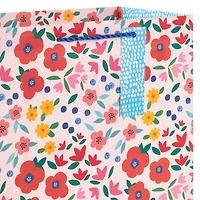 Hallmark 13" Large Floral Gift Bag with Gift Tag (Pink, Red, Blue, Yellow) for Birthdays, Mother's Day, Bridal Showers