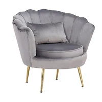 Fauteuil de salon en velours rembourré bleu avec pieds dorés brillants – Fauteuil élégant en velours pour salons, salons, spas et espaces détente