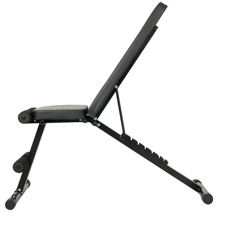 GoZone Foldable Weight Bench with Resistance Bands – Black, Padded ankle bar