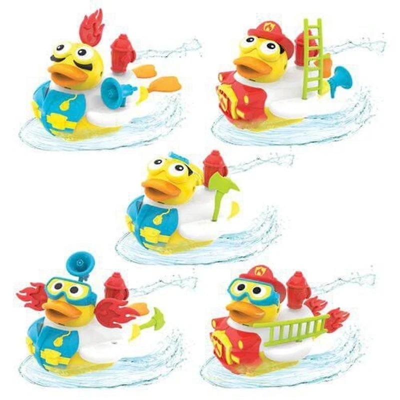 Jet Duck Créez un Pompier – Jouet de Bain à Piles avec Action de Jet d'Eau, 15 Accessoires pour Personnalisation, Aventure Amusante pour l'Heure du Bain des Enfants