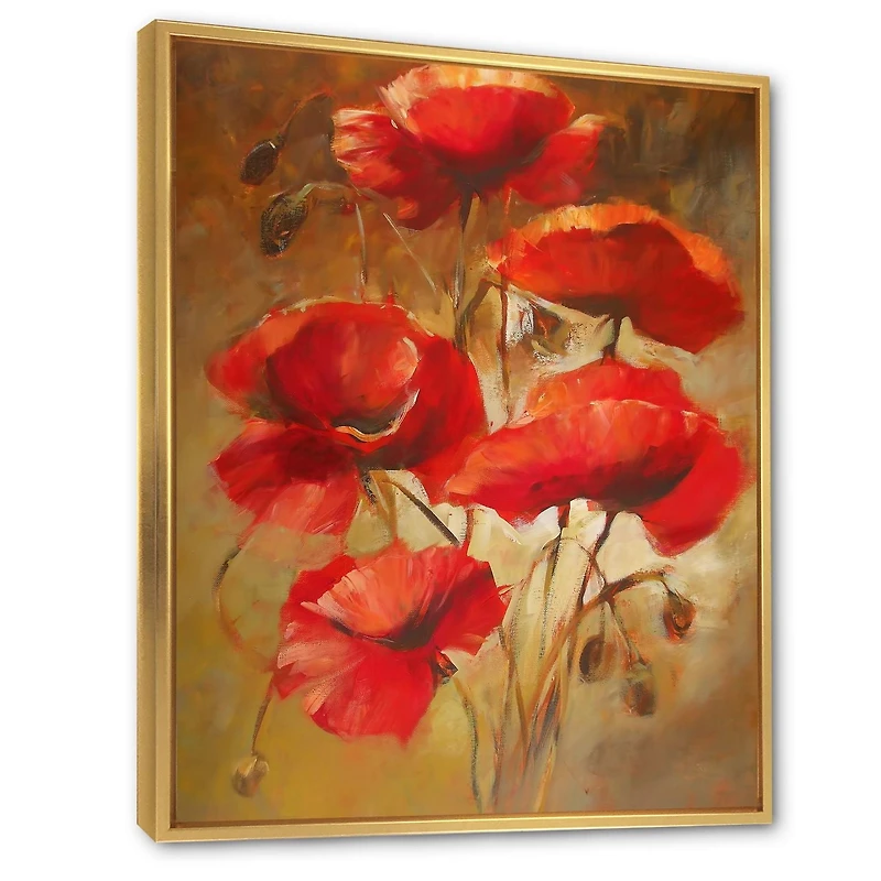 Designart Coquelicots en fleurs rouges IV ART MURAL À CADRE FLOTTÉ