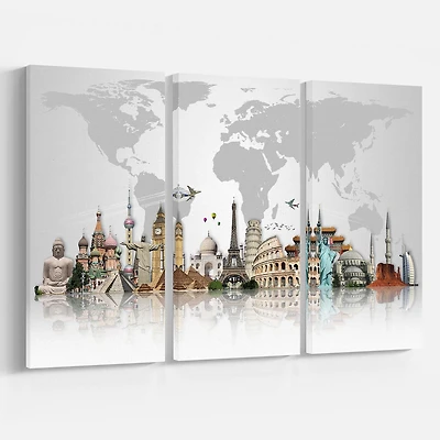 Designart Famous Monuments Across World Canvas Wall Art