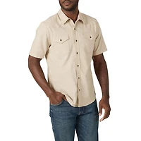 Wrangler Chemise en Chambray À Manches Courtes Pour Homme
