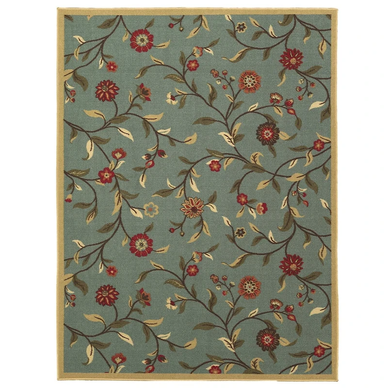 Tapis contemporain à motif de feuilles et à sous-couche en caoutchouc de la collection Ottohome