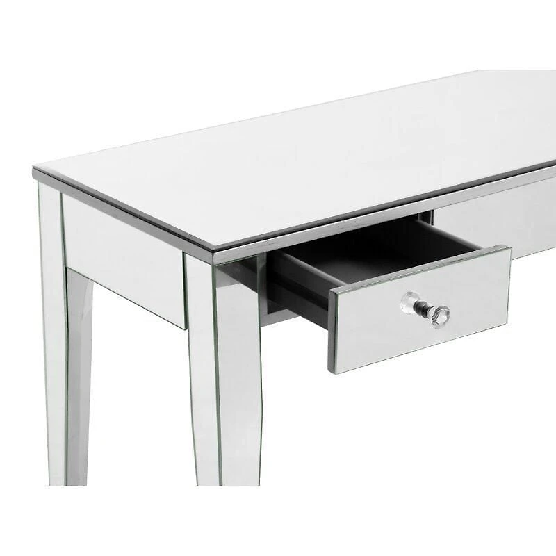 Console élégante à 3 tiroirs en miroir avec finition argentée sophistiquée – Table d'entrée chic et fonctionnelle.