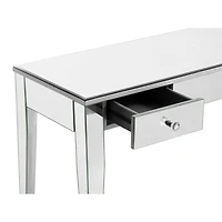 Console élégante à 3 tiroirs en miroir avec finition argentée sophistiquée – Table d'entrée chic et fonctionnelle.
