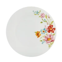 Ultra By Gibson Blooming Rose 12 Piece Dinnerware Set, Decorated, Opal Tempered Glass