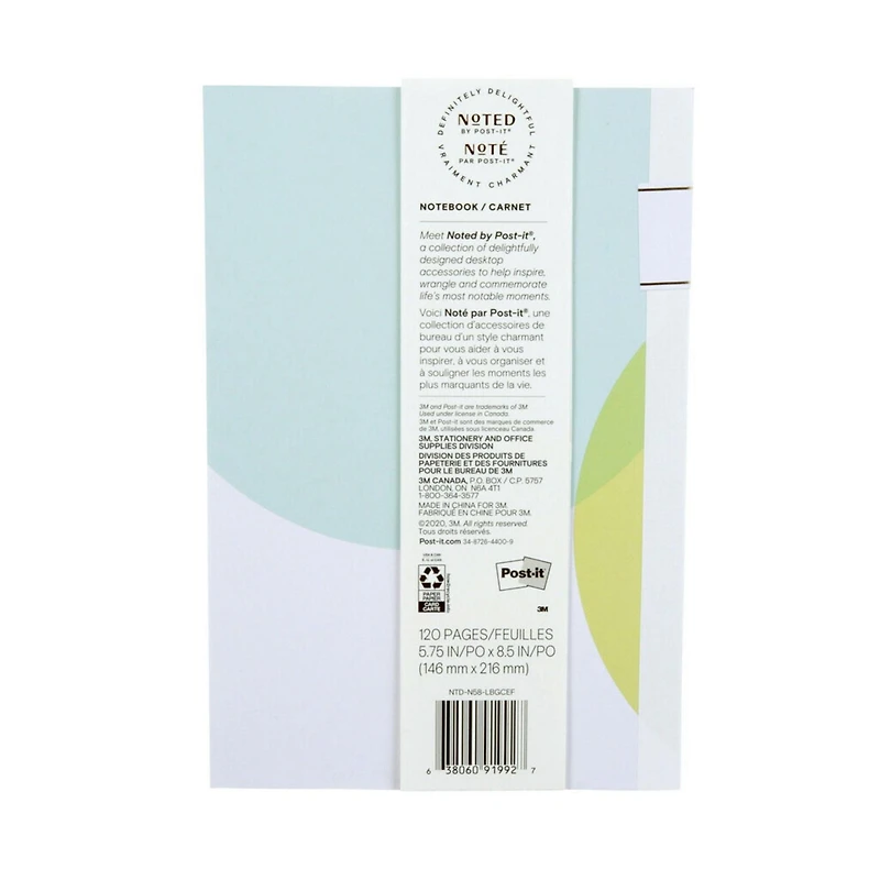 Post-it® Notebook NTD-N58-LBGCEF, 8.5 in x 5.75 in, Carnet de notes NTD-N58-LBGCEF